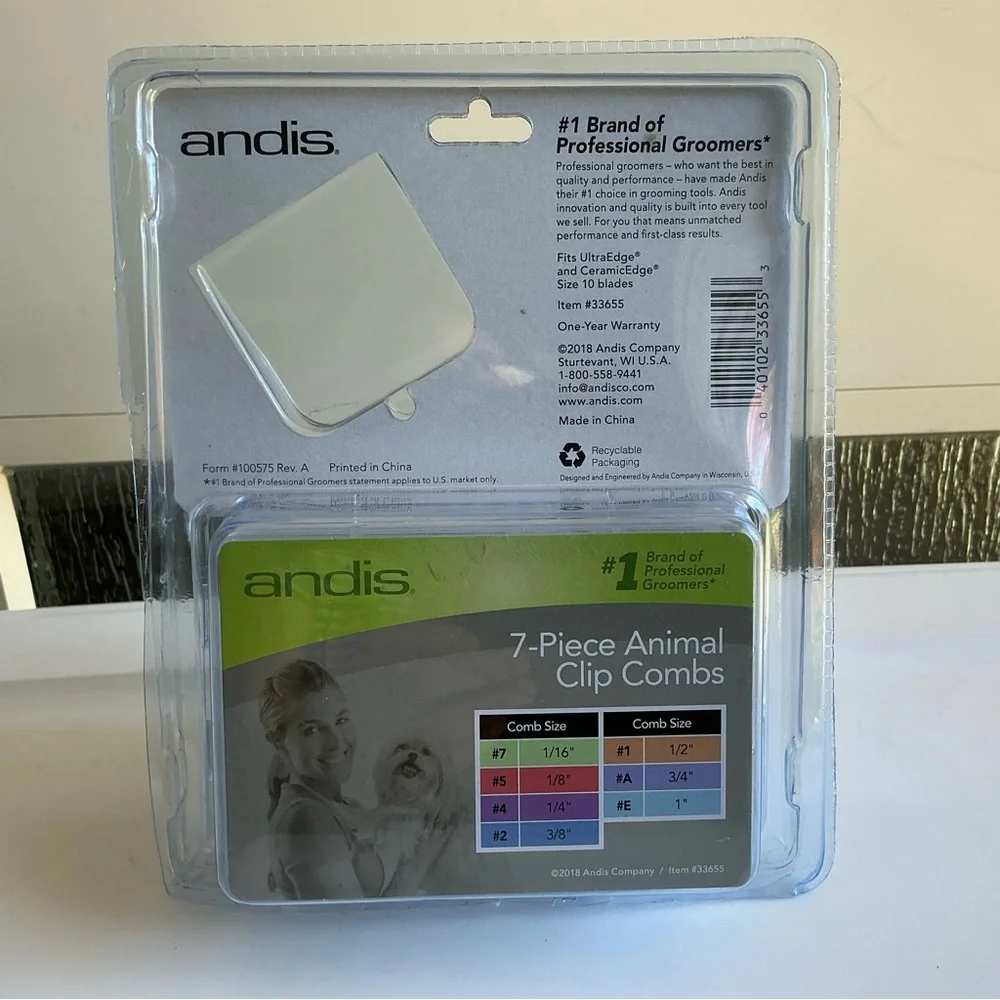 Andis 7-Piece Animal Clip Comb Set Open Box 6/7 Missing 1 Comb